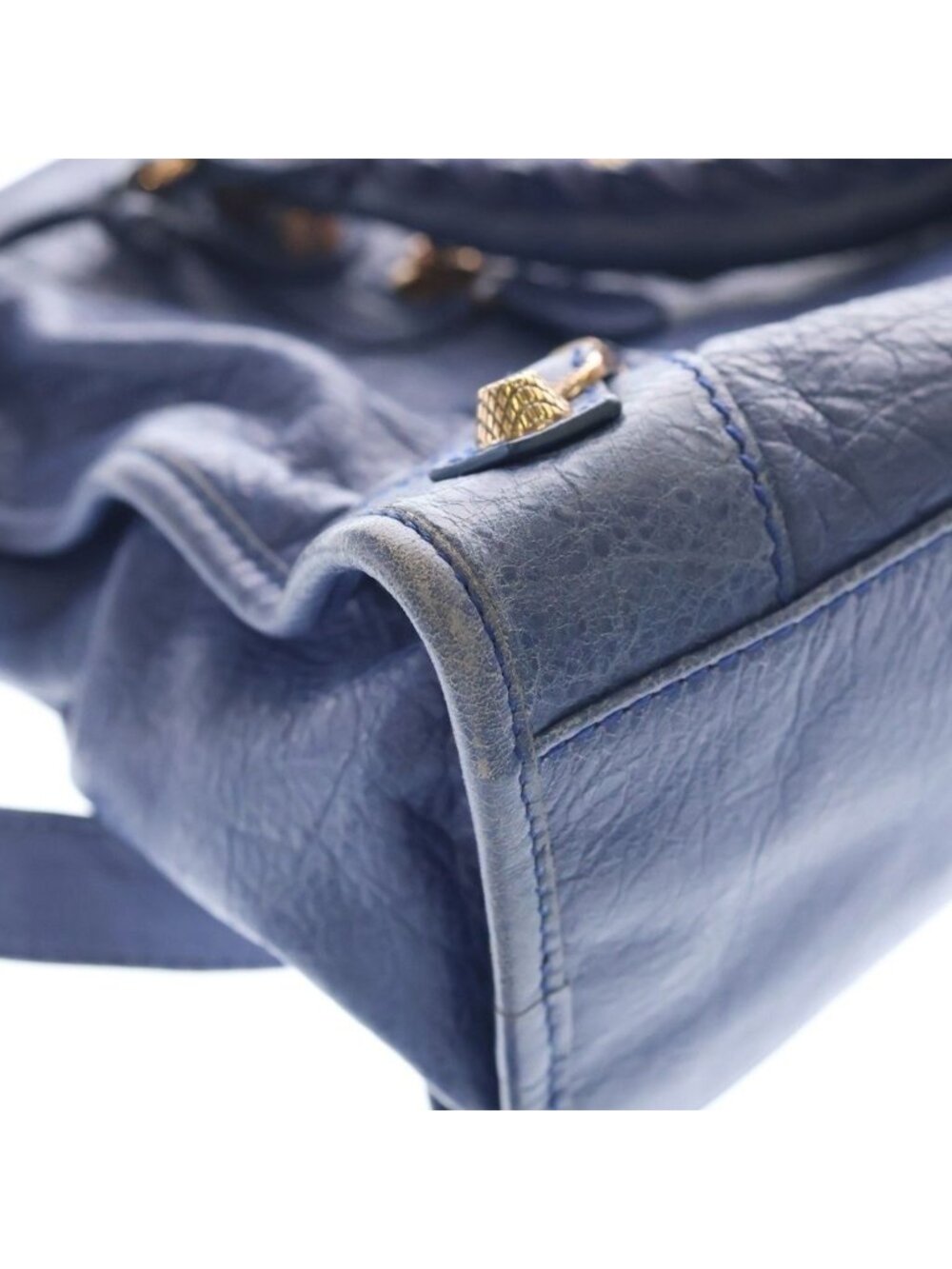 Balenciaga Giant City 2-Way Shoulder Bag Blue Leather Pink Gold - Picture 6 of 7